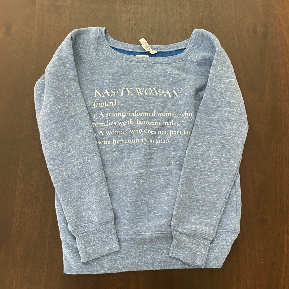 Bella Canvas Nasty Woman Definition Sweatshirt Blue Heather Fleece Small